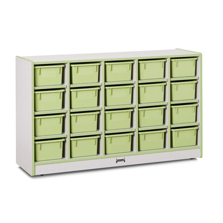 Jonti-Craft Rainbow Accents 20 Cubbie-Tray Mobile Storage, with Trays, Key Lime Green 0421JCWW130